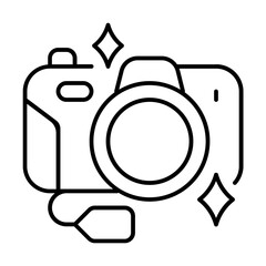 camera sale icon with thin style