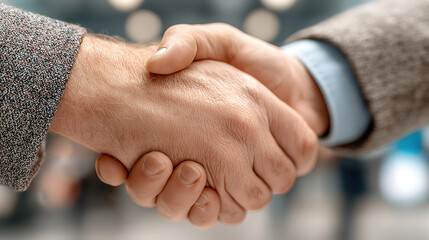 Close up of business handshake between two professionals symbol of trust partnership