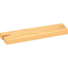 Light Brown Wooden Plank with Visible Grain Texture and a Natural Finish Isolated on a White Background