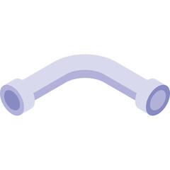 Light Purple Curved Pipe Section With Open Ends Isolated On White Background With Soft Lighting