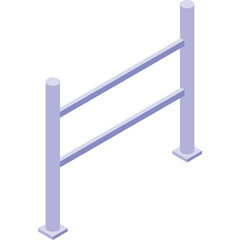 Light Purple Double Rail Guardrail on Transparent Background Isometric View