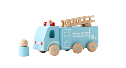 BABY TOYS - Wooden toy fire truck with ladder and figure, kids educational toy, classic handmade design perfect for children?s playtime and early learning