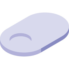 Light Purple Oval Shaped Object with a Circular Cutout on a Transparent Background