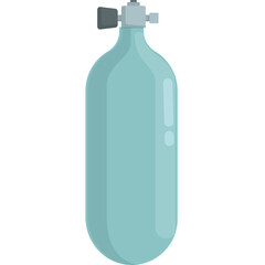 Light Blue Scuba Diving Tank with Valve on Transparent Background Underwater Equipment for Breathing Apparatus