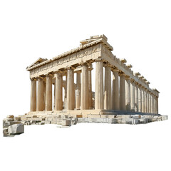 Fototapeta premium Ancient Greek Parthenon Temple isolated on a transparent background