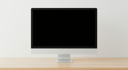 Blank Computer Monitor on Wooden Desk A Minimalist Perspective for Content Display