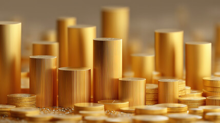 Financial data analysis with gold representing wealth and investment insights
