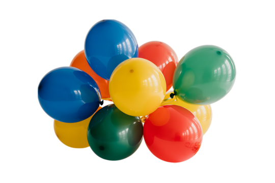 colorful balloons isolated on transparent background
