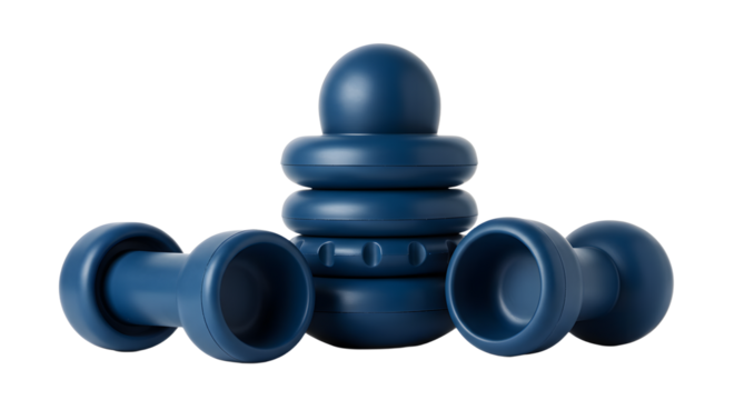 BABY TOYS - Blue chess pawns isolated on white background, strategy game concept, perfect for educational and gaming content