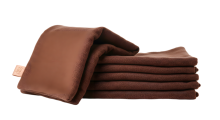 BABY TOYS - Brown weighted blanket folded neatly isolated on white background, comfortable relaxation accessory for stress relief and better sleep