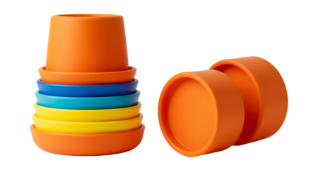 BABY TOYS - Colorful plastic stacking cups isolated on white background, educational toy for toddlers and young children, perfect for playtime and early learning