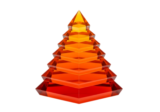 3d illustration of a faceted glass christmas tree ornament with a gradient of red to orange hues, isolated on transparent background on transparent background - Powered by Adobe