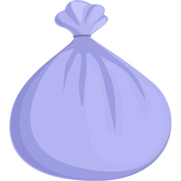Simple Cartoon Style Light Purple Pouch Icon with Tied Top and Smooth Texture Against a Transparent Background Representing Game Asset or Graphic Element