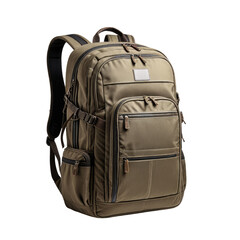 Fototapeta premium Olive-toned backpack with multiple compartments, padded straps, and a handle