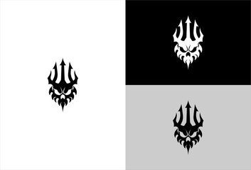 Trident-topped skull head