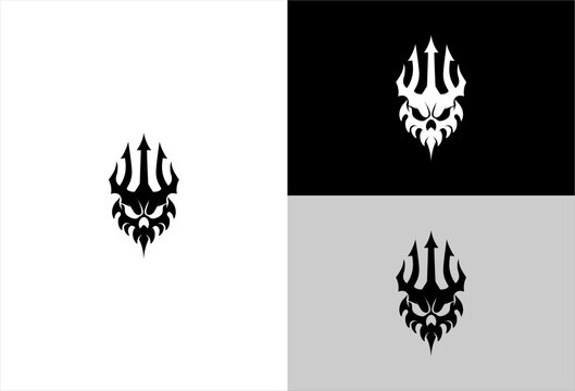 Trident-topped skull head