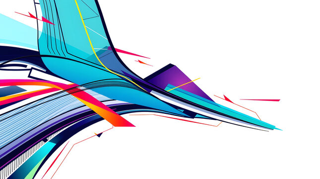 Geometric abstract background image with dynamic colorful shapes, energetic composition, and futuristic lines creating motion and digital vibrancy.
