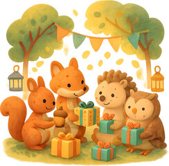 숲속동물친구들의선물교환모임