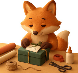 여우의정성스러운선물포장준비모습