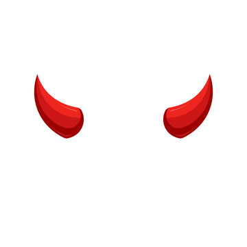 Red devil horn vector illustration design template, 3d realistic cute element for face mask and head or costume. devil horn logo icon 