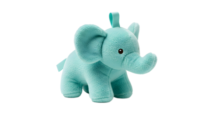BABY TOYS - Cute blue plush elephant toy isolated on black background, perfect for baby gifts and nursery decoration