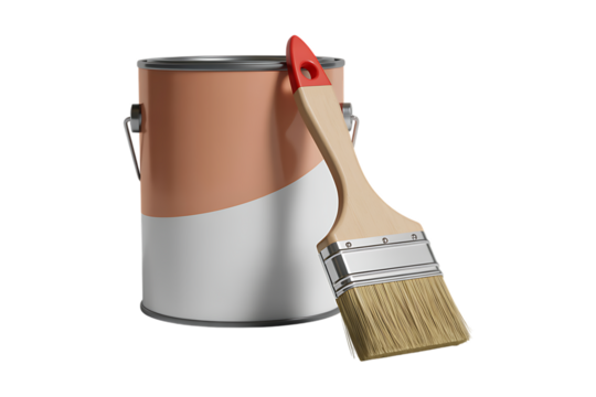 A paint can with a brush isolated on transparent background  - Powered by Adobe