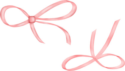 red bow ribbon watercolor art 