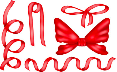 red bow ribbon watercolor art 