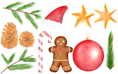 set of christmas elements