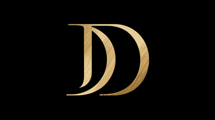 Elegant golden intertwined double D letters on a sleek black background, perfect for luxury branding and sophisticated design