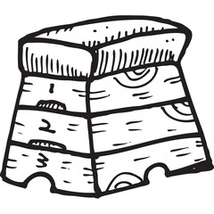 Simple Line Drawing of a Wooden Vaulting Horse With Numbered Levels on a Transparent Background Ideal for Educational and Athletic Content