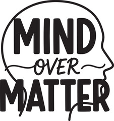 Mind Overmatter Sticker Illustration Isolated on White Background.