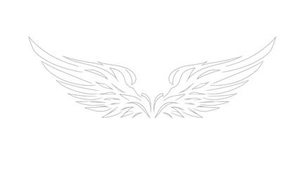 Obraz premium Vector illustration of elegant stylized white feathered wings, a symbolic graphic element perfect for design projects representing freedom, spirit, and ascent.