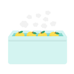 浴槽　お風呂　冬至　柚子　イラスト