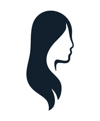 Black silhouette profile of a woman's head and long flowing hair vector illustration