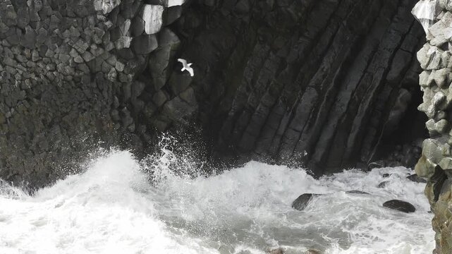 Arnarstapi basalt rocks  in atlantic ocean in Iceland
