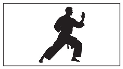 Karate silhouette martial arts stance vector illustration for sport and fitness designs isolated on white background
