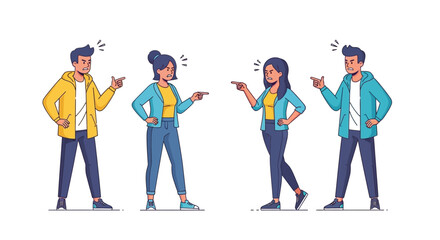 vector of young people standing arguing