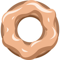 Simple Ring Doughnut with Light Brown Glaze and Creamy Texture on Transparent Background Isolated Delicious Pastry Treat for Sweet Food Concepts
