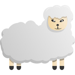Simple White Sheep Cartoon Icon With Black Eyes And Legs Standing On Transparent Background Minimalist Farm Animal Graphic