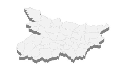 Detailed 3D Map of Bihar State in India for Geographical Studies and Regional Analysis, Ideal for Presentations and Reports on Indian States