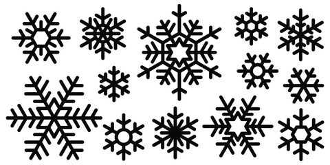 Set of snowflakes, winter vector illustration, isolated on white background