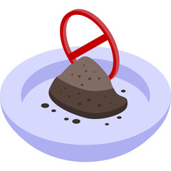 Pile Of Dirt On A Plate With A Red Prohibition Sign Indicating No Soil Allowed