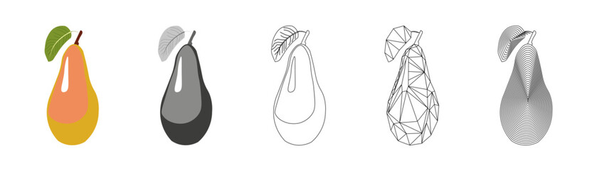 set of autumn fruits graphic drawing