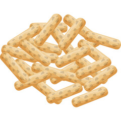 Pile of Crunchy Breadsticks Golden Brown Baked Savory Snack Food Isolated on White Background Healthy Diet Alternative