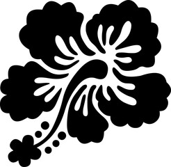 Black hibiscus flower silhouette design on white background