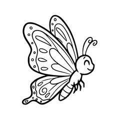 Cute butterfly line art black white