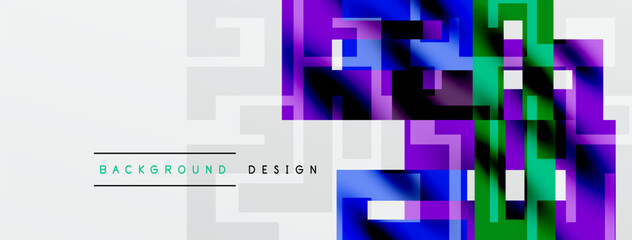 Abstract geometric pattern. Vibrant colors blend, creating modern background design. Squares, rectangles dominate composition.