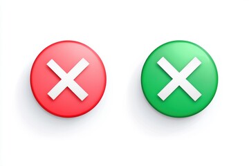 Red and Green Checkmark Icons on White Background: Choice, Decision, and Approval