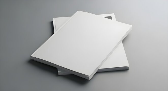 Stack of blank white softcover magazines or brochures for cover design presentation mockup